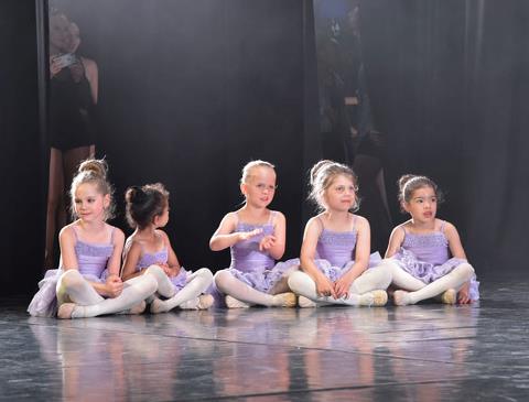 Billedet viser små siddende balletpiger.
